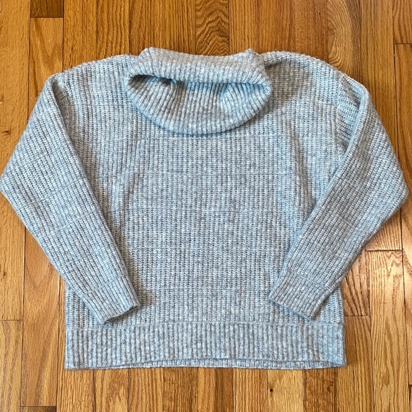 LOFT Sweaters - Grey Ribbed Cowl Neck Sweater